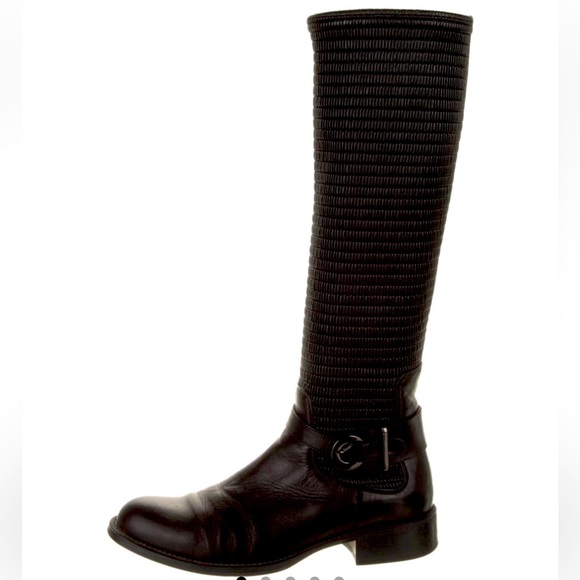 Aquatalia Pleated Accent Leather Knee-High Boots - Picture 2 of 12